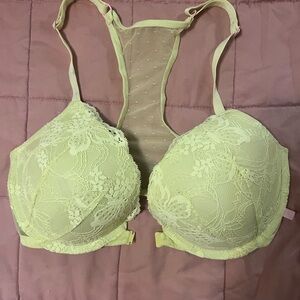 Victoria's Secret Lace Racerback Push-Up Bra in Pale Yellow